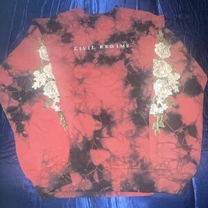 Civil Regime (White) Roses All Day Crewneck in Lava Wash - MEDIUM NWT NEW